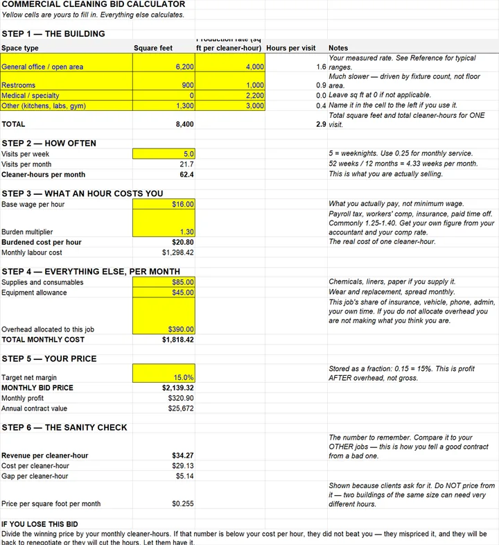Cleaning Bid Calculator