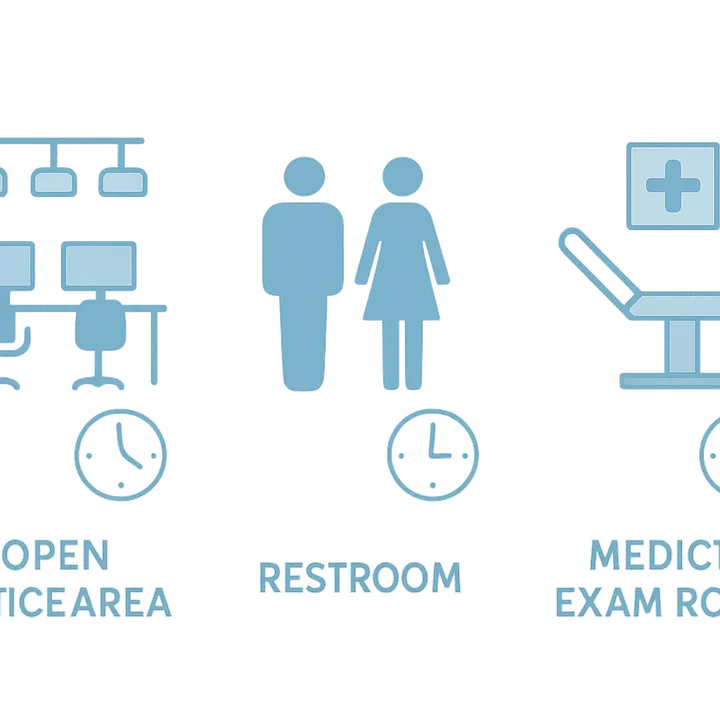 A diagram explaining production rates in square feet per hour