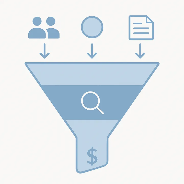 A funnel diagram of business-to-business outreach for cleaning contracts